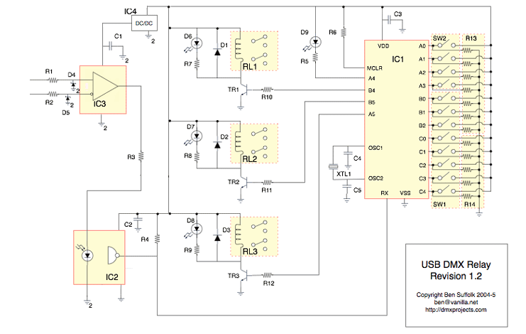 DMX relay schematic